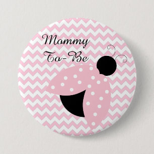 "Mummy To Be" Pink Ladybug Baby Shower Button