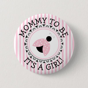"Mummy To Be" Pink Ladybug Baby Shower Button