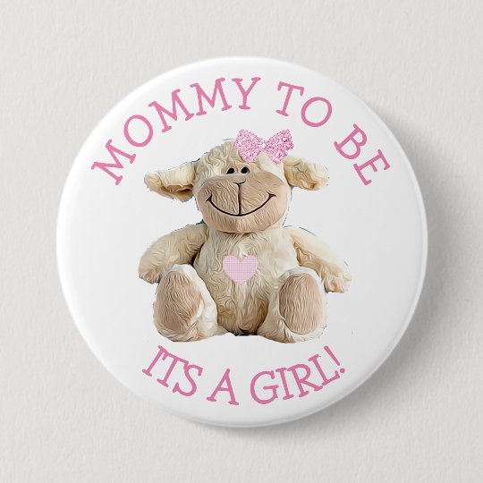Mummy to be pink Lamb hearts Baby Shower Button
