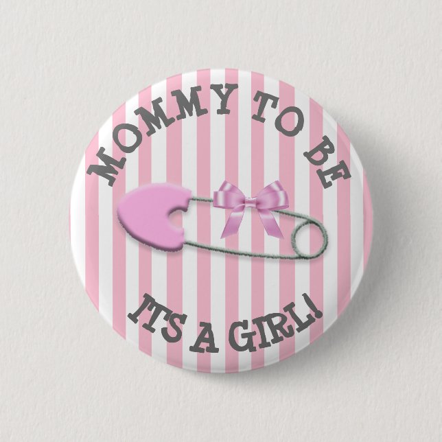 Mummy to be Pink Striped Diaper Pin Baby Shower (Front)