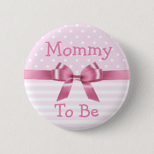 Mummy to be Pink & White baby shower button