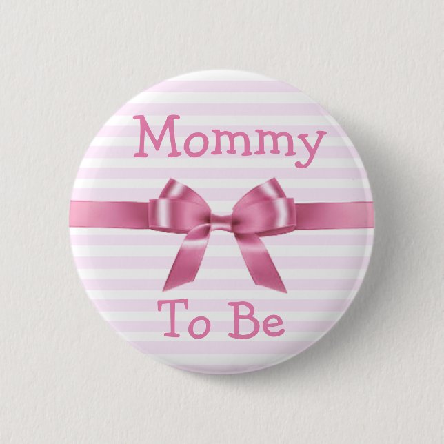 Mummy to be  Pink & White  baby shower button (Front)