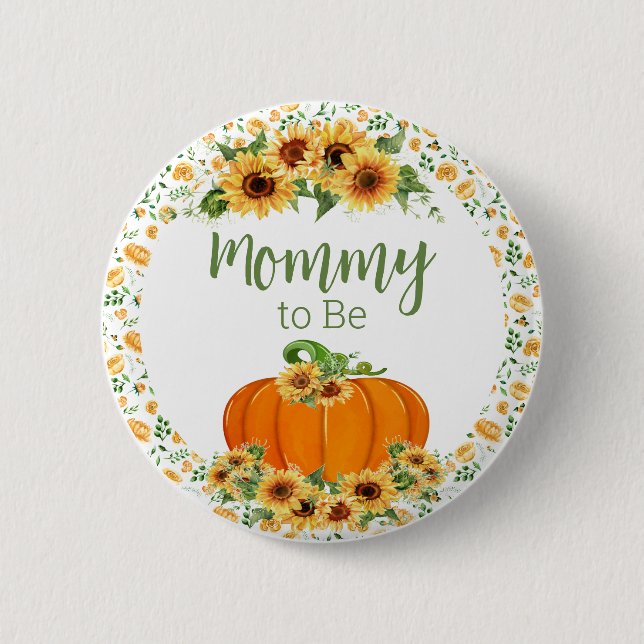 Mummy to Be Pumpkin Button - baby shower buttons (Front)