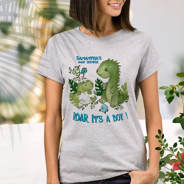 Mummy To Be ROAR IT'S A BOY! Dino Baby Shower T-Shirt (Mommy To Be ROAR IT'S A BOY! Dino Baby Shower T-Shirt )