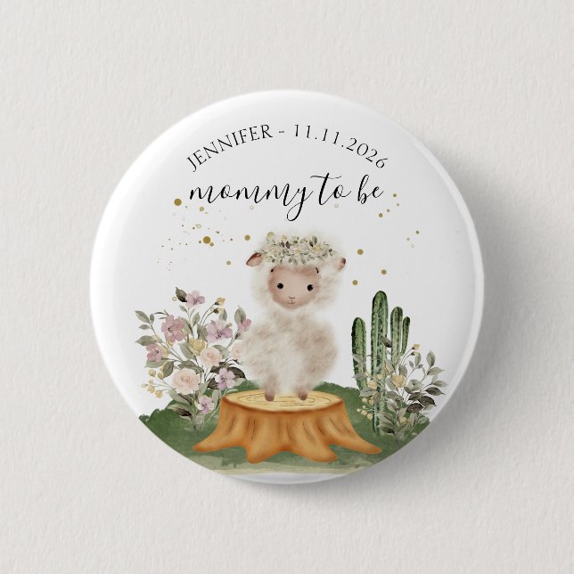 Mummy to be Sheep woodland animal 6 Cm Round Badge (Front)