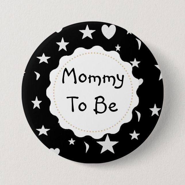 Mummy to be Stars, Moons and Heart Button (Front)