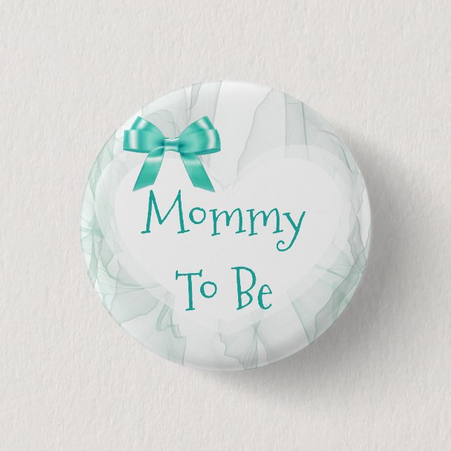 Mummy to be Teal Tulle Baby Shower Button (Front)