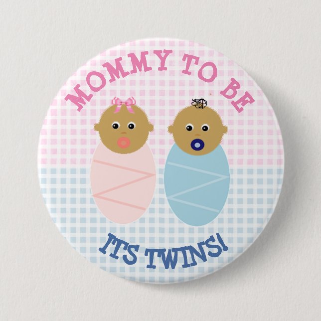 Mummy to Be Twin Boy and girl Baby Shower Button (Front)