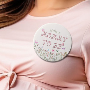 Mummy To Be Wildflower Girl Baby Shower Button