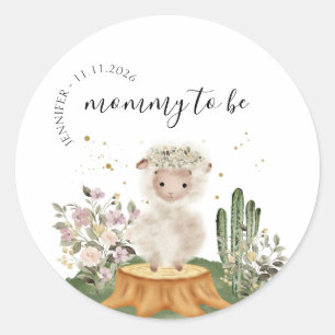 Mummy to be woodland animal classic round sticker