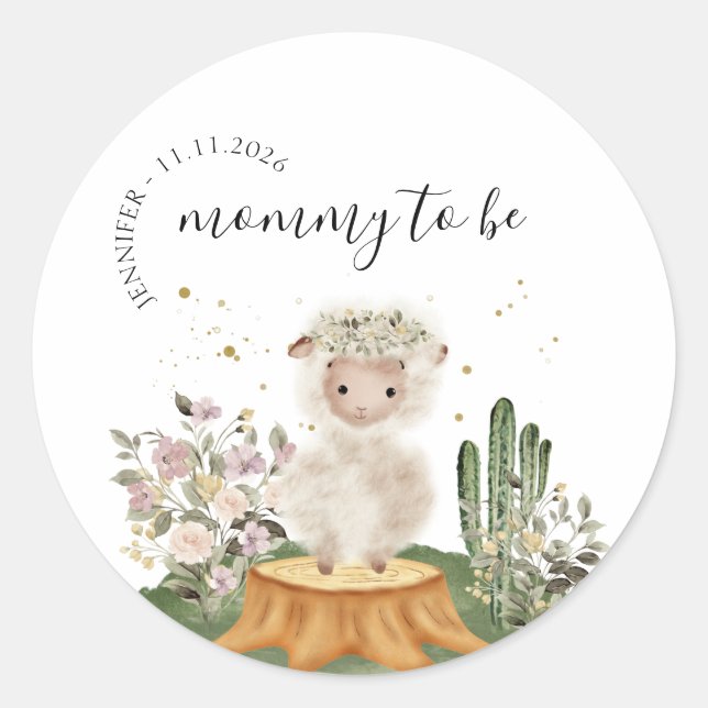 Mummy to be woodland animal classic round sticker (Front)