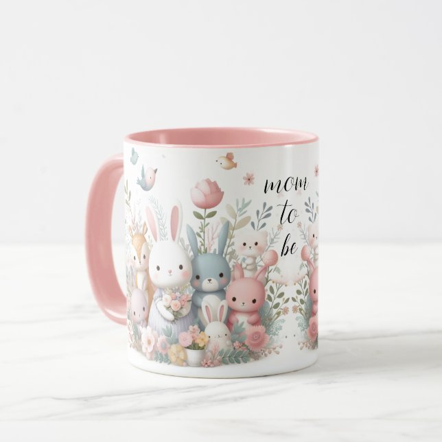 Mummy to  Be Woodland Animals Pink Mug (Front Left)