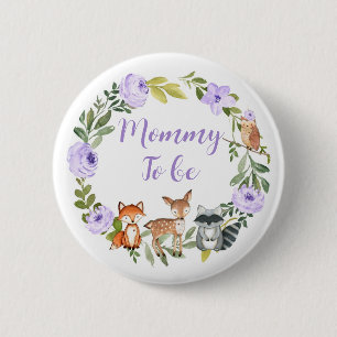Mummy to be - Woodland baby Shower Button Lilac