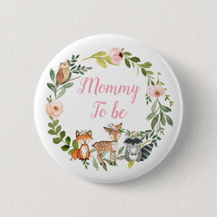 Mummy to be - Woodland Pink baby Shower Button