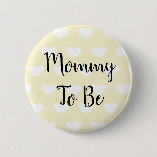 Mummy to be Yellow Hearts Baby Shower Button
