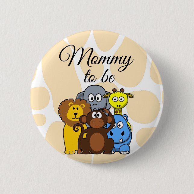 Mummy to be Zoo Animals Baby Shower button (Front)