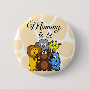 Mummy to be Zoo Animals Baby Shower button