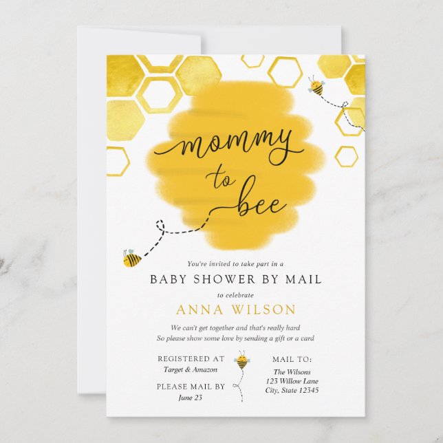 Mummy to Bee Baby Shower by Mail Invitation (Front)