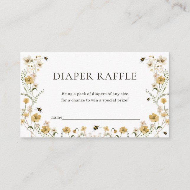 Mummy to Bee Baby Shower Diaper Raffle Card (Front)
