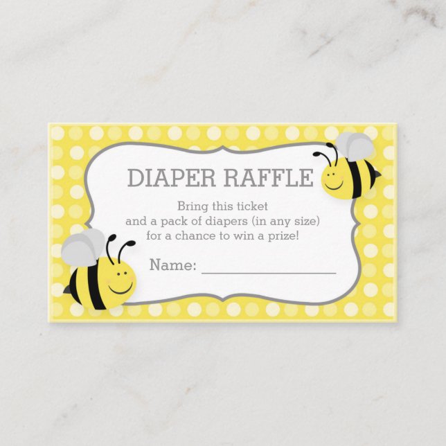 Mummy to Bee Baby Shower Diaper Raffle Ticket Enclosure Card (Front)