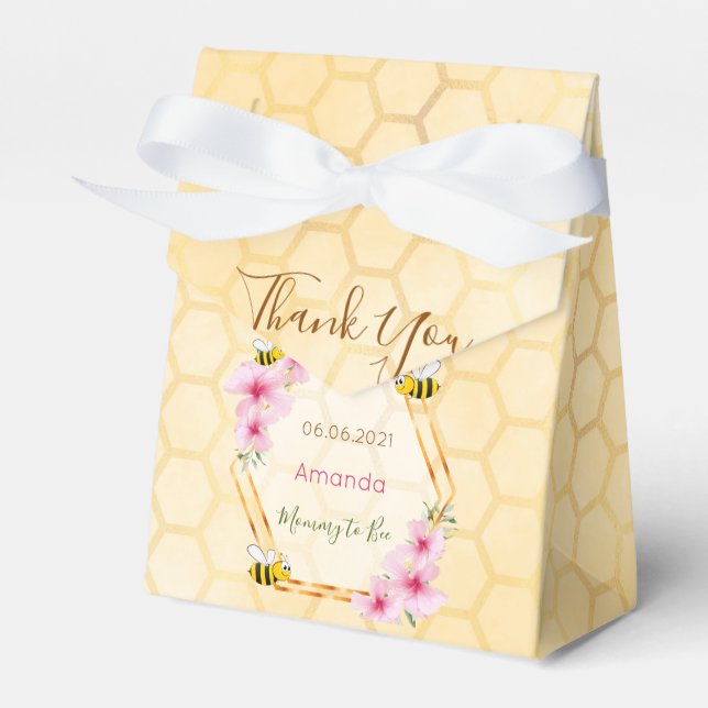 Mummy to Bee Baby shower honeycomb thank you Favour Box (Front Side)