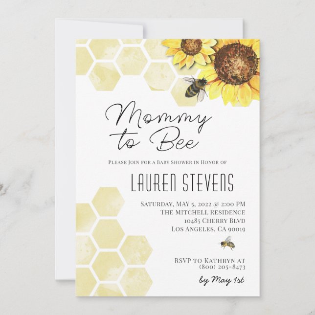 Mummy to Bee Baby Shower Invitation (Front)