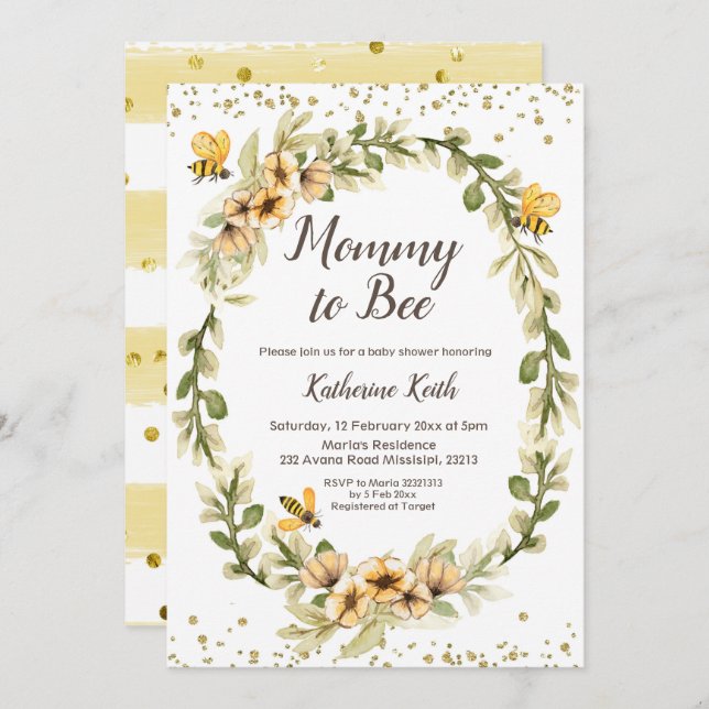 Mummy to Bee Baby Shower Invitation (Front/Back)