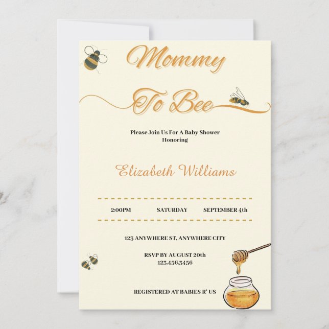 Mummy To Bee Baby Shower Invitation (Front)