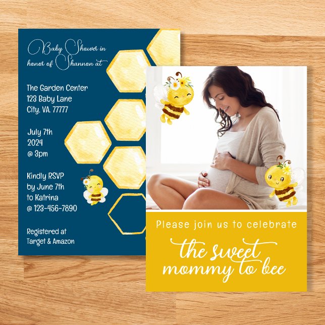 Mummy To Bee Baby Shower Invitation (Celebrate the sweet mommy to bee with these adorable baby shower invitations! )