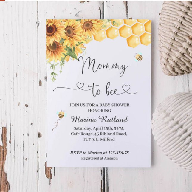 Mummy To Bee Baby Shower Invitation (Creator Uploaded)