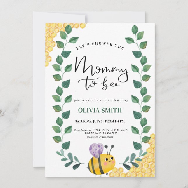  Mummy to Bee Baby Shower Invitation (Front)