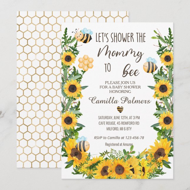 Mummy To Bee Baby Shower  Invitation (Front/Back)