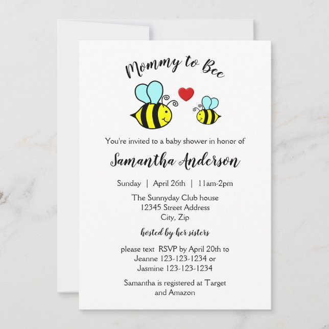 Mummy to Bee - Baby Shower Invitation (Front)