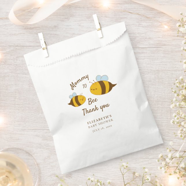 Mummy to Bee Baby Shower Modern Cute Personalised Favour Bag (Clipped)