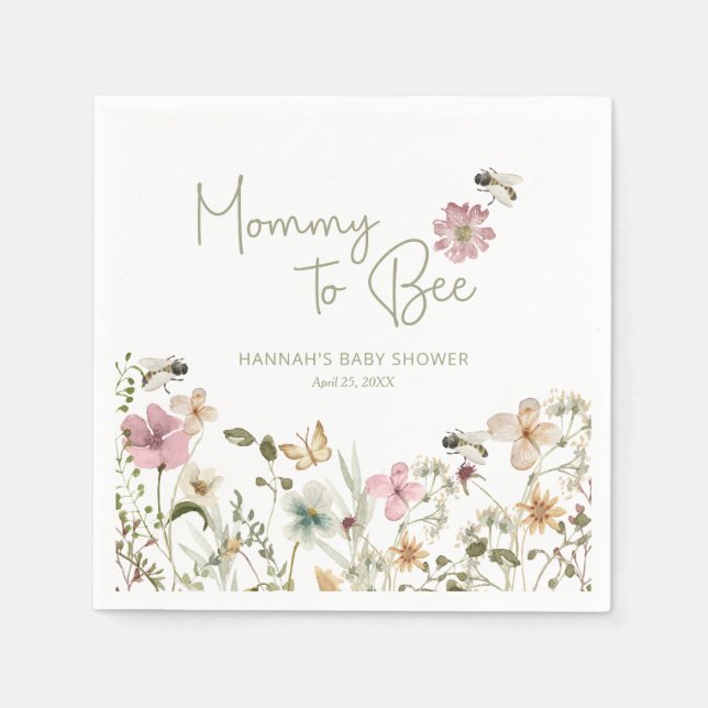 Mummy to Bee Baby Shower Napkin (Front)