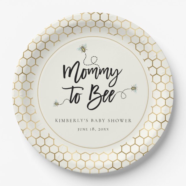Mummy To Bee Baby Shower Paper Plate (Front)