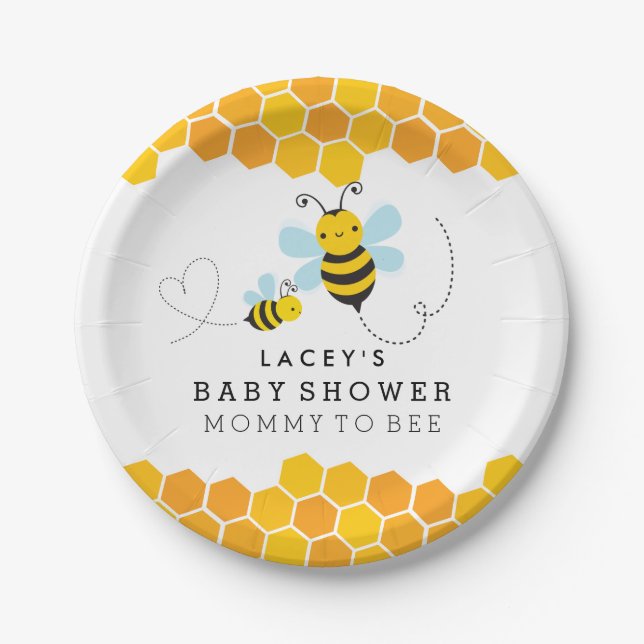 Mummy To Bee Baby Shower Paper Plates (Front)