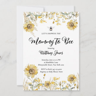 Mummy to Bee Baby Shower Sunflower Summer Invitation