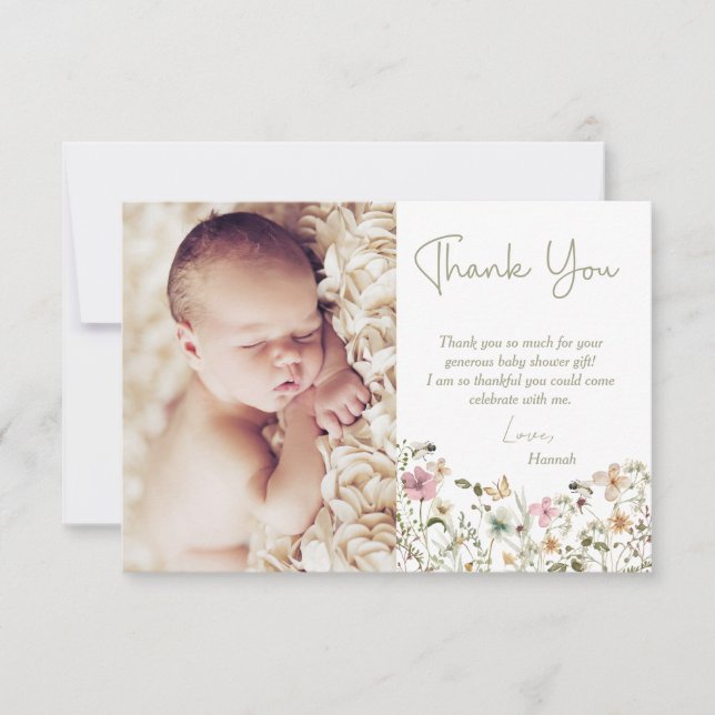 Mummy to Bee Baby Shower  Thank You Card (Front)
