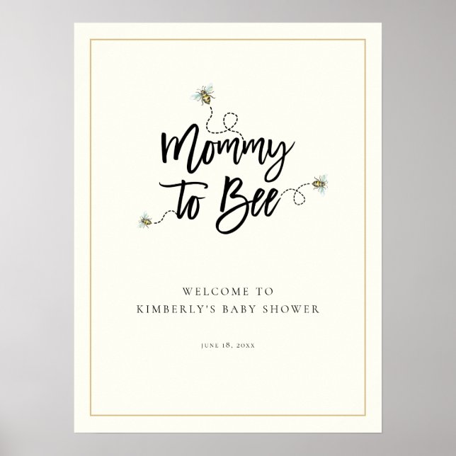 Mummy To Bee Baby Shower Welcome Poster (Front)