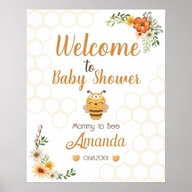 Mummy To Bee Baby Shower Welcome Sign (Front)