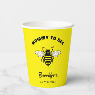 Mummy To Bee Baby Shower Yellow Black Cool Stylish Paper Cups