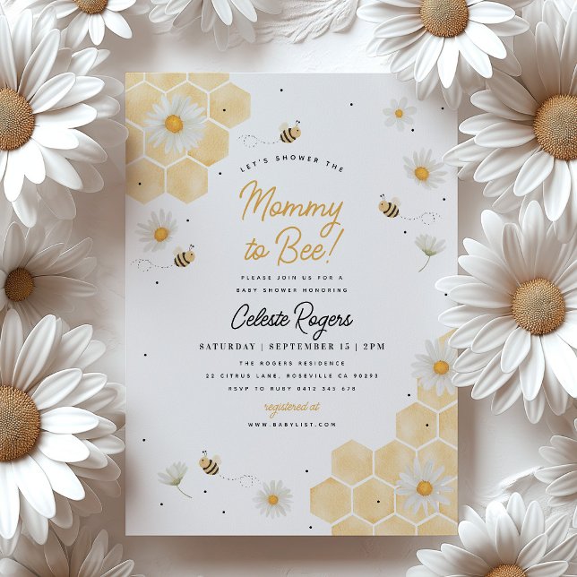 Mummy to Bee! Bee Baby Shower Invitation (Let's shower the Mommy to Bee! Bee themed Baby Shower Invitation)