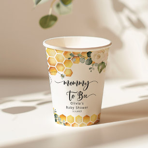 Mummy to bee bumble bee baby shower paper cups