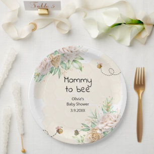 Mummy to bee bumble bee baby shower paper plates