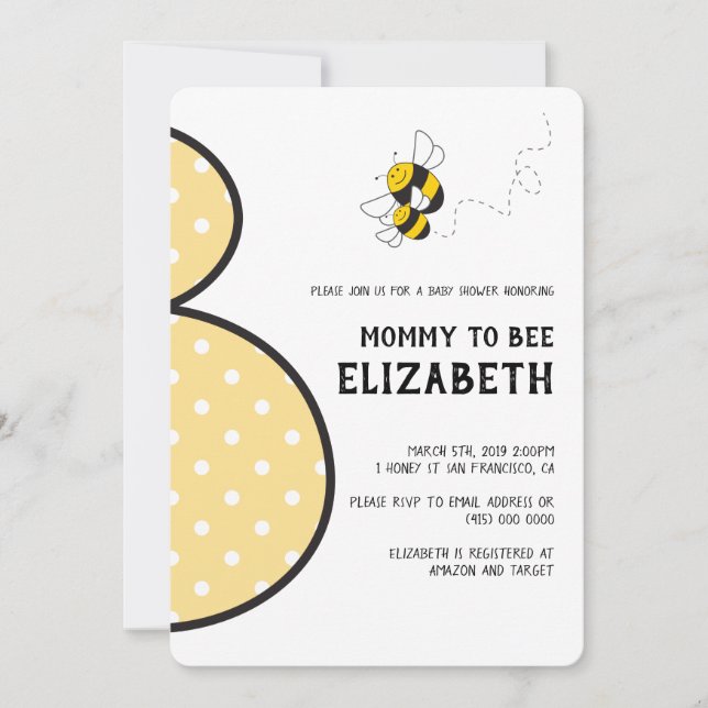 Mummy to bee bumblebee baby shower invitation (Front)