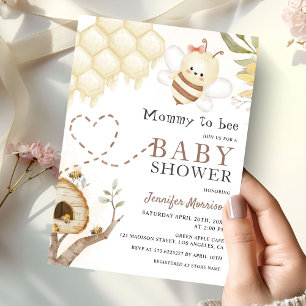 Mummy To Bee Cute Bumble Bee Baby Shower Invitation