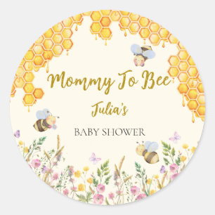 Mummy to Bee Cute Bumblebee Floral Baby Shower Classic Round Sticker