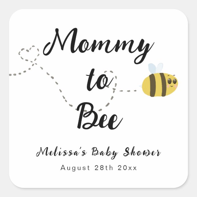 Mummy to Bee Cute Gender Neutral Baby Shower Favou Square Sticker (Front)
