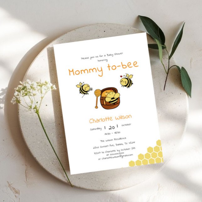 Mummy To Bee Cute Honeybee Sweet Honey Baby Shower Invitation (Creator Uploaded)
